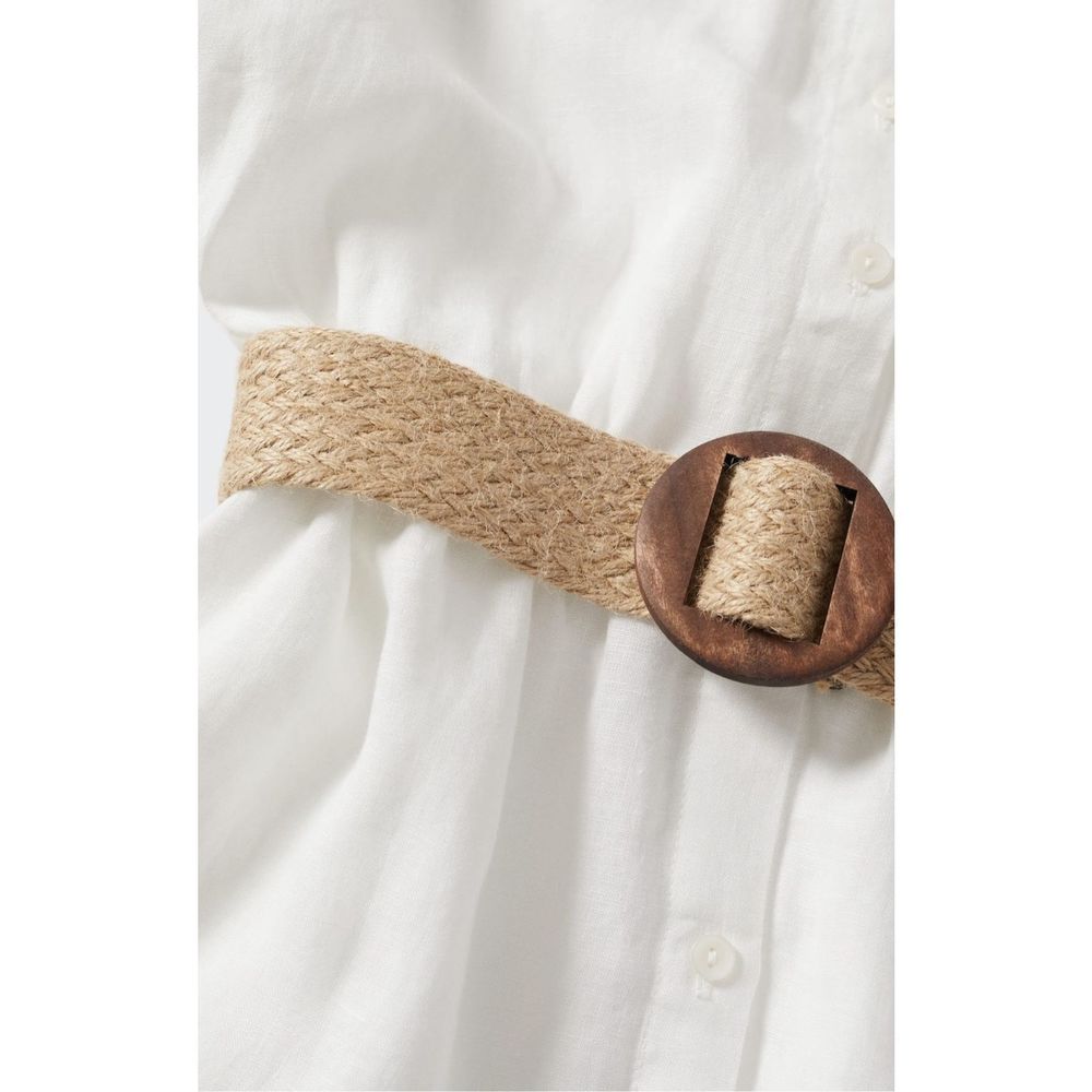 Mango Linen Shirt Dress White Size 6 - Picture 8 of 12